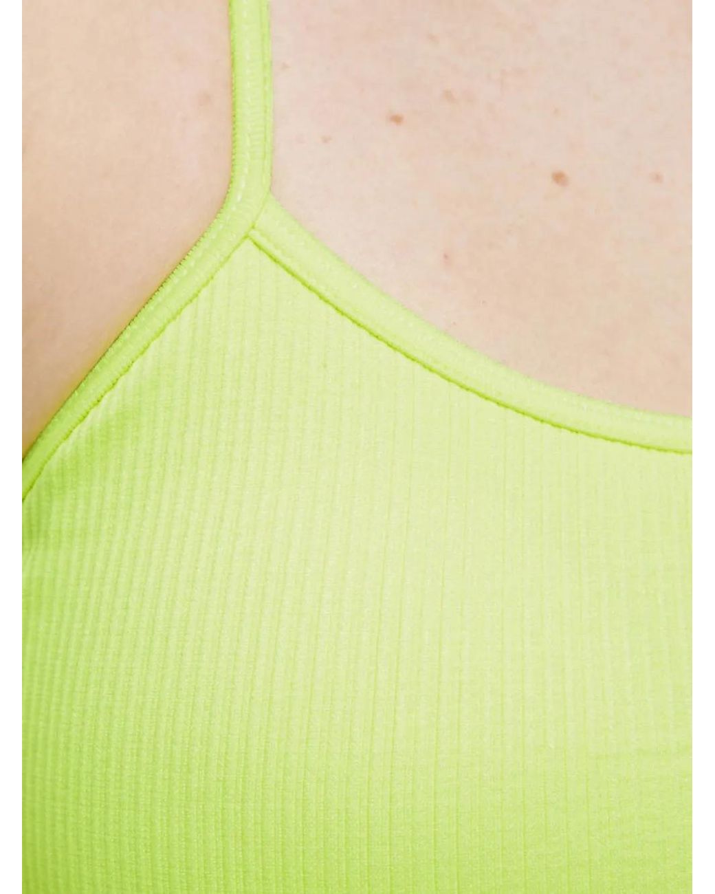 DKNY Green Ribbed-Knit Cross-Back Crop Top