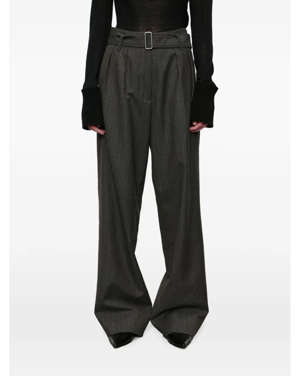 Our Legacy Green Soar Pinstriped-Wool Trousers