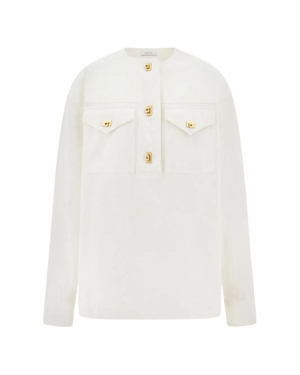 Ferragamo White Washed Gabardine Shirt