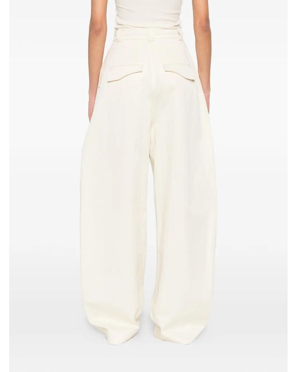 Sportmax White Idoneo Belt Pleated Pallazo Pants