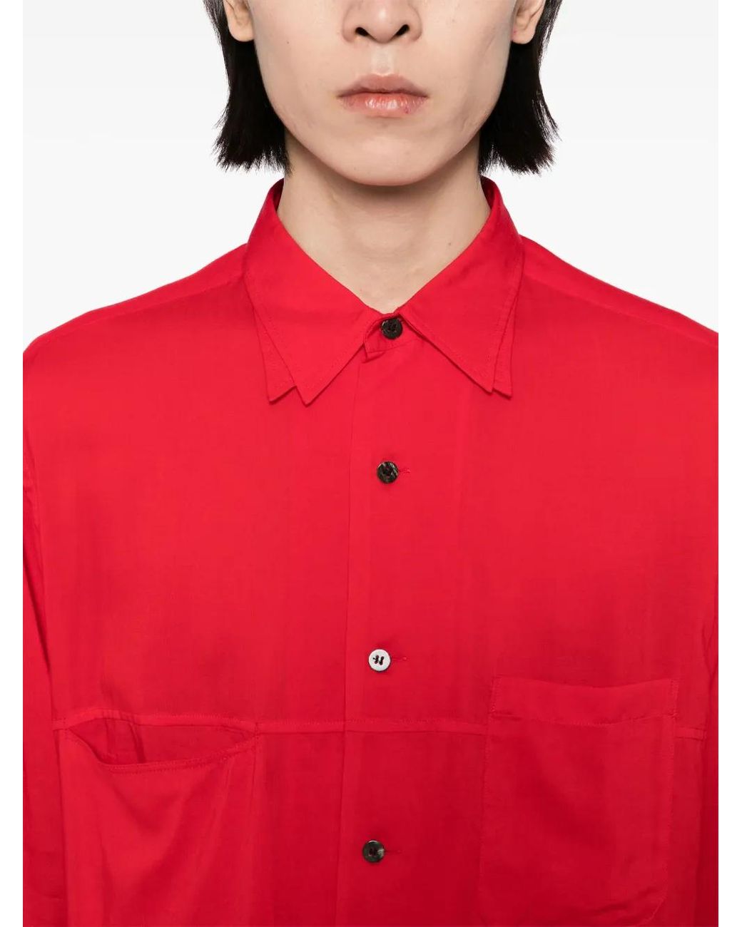 Yohji Yamamoto Red Long-Sleeved Shirt for men
