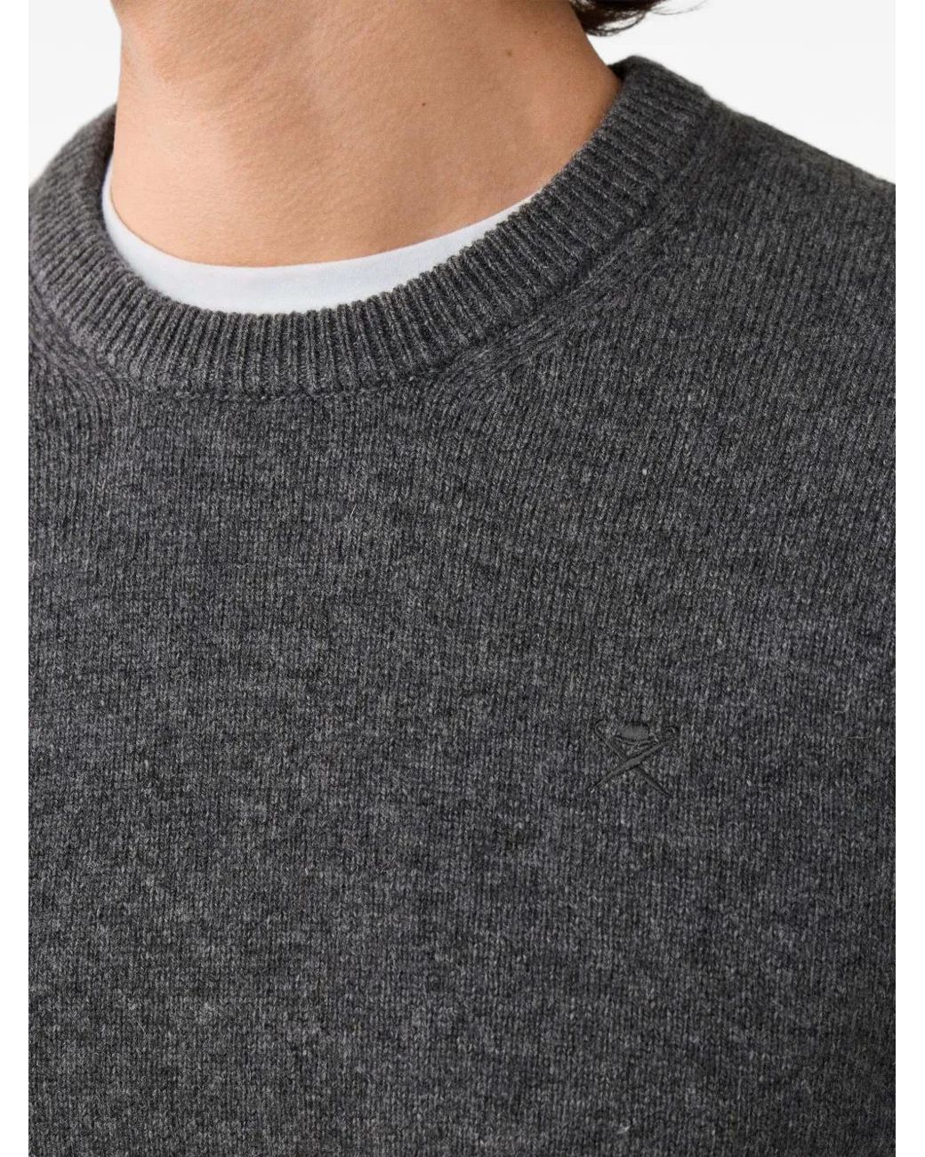 Hackett Blue Lambswool Crew-Neck Sweater for men