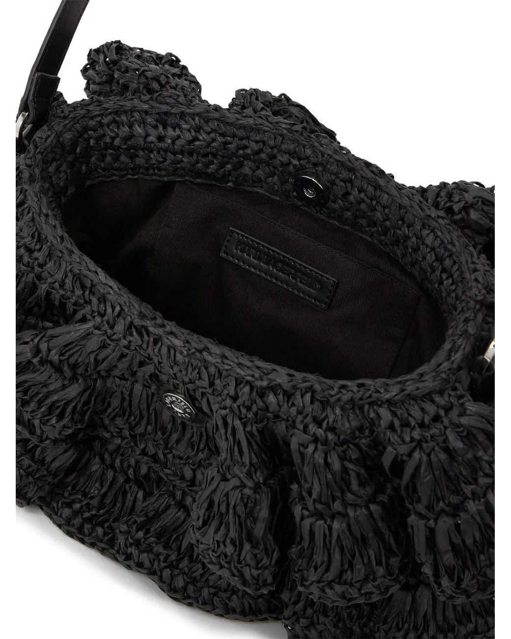 Karl Lagerfeld Black Logo-Plaque Shoulder Bag