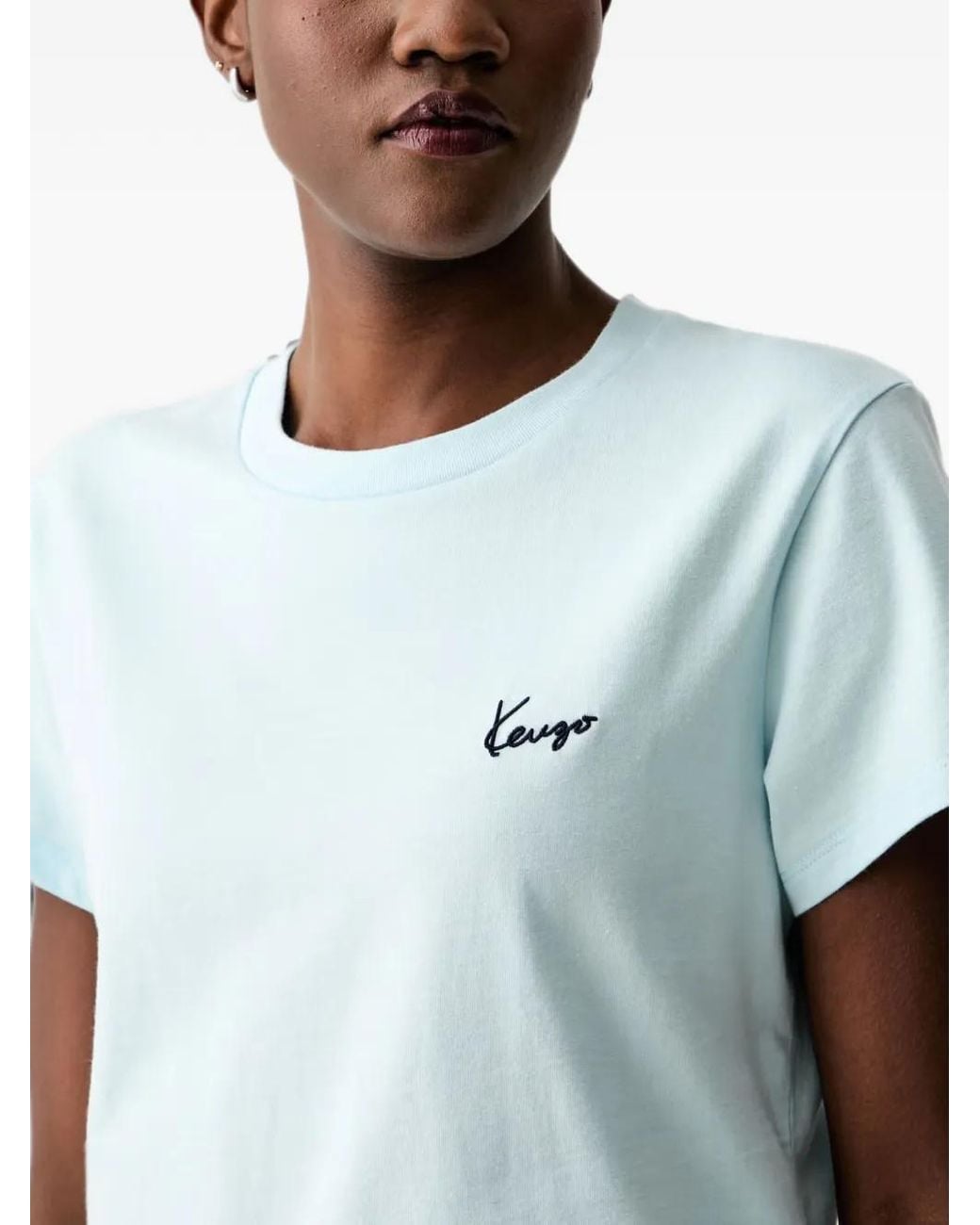 KENZO Blue Logo-Embroidered T-Shirt