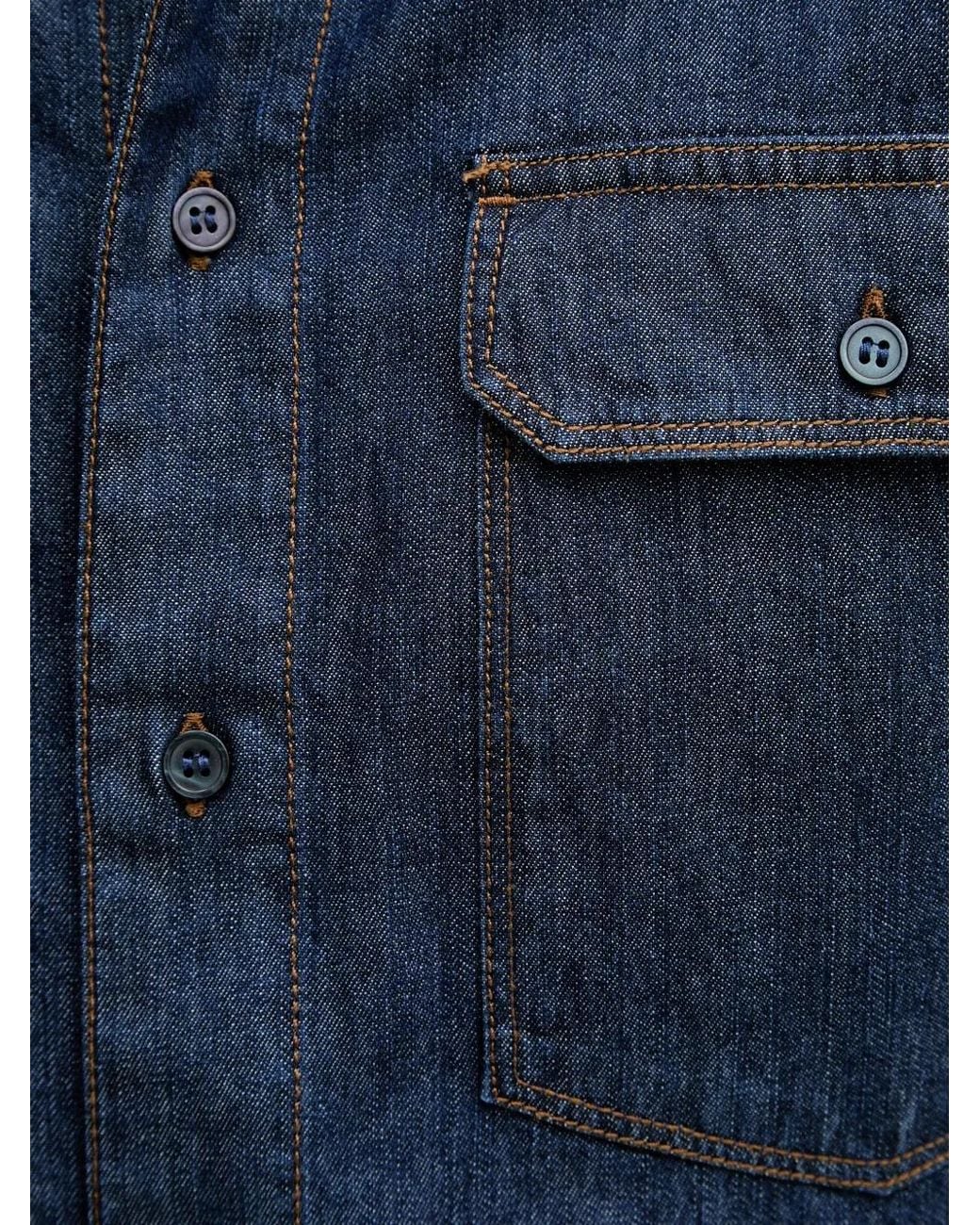 Sisley Blue Button-Down Denim Shirt for men
