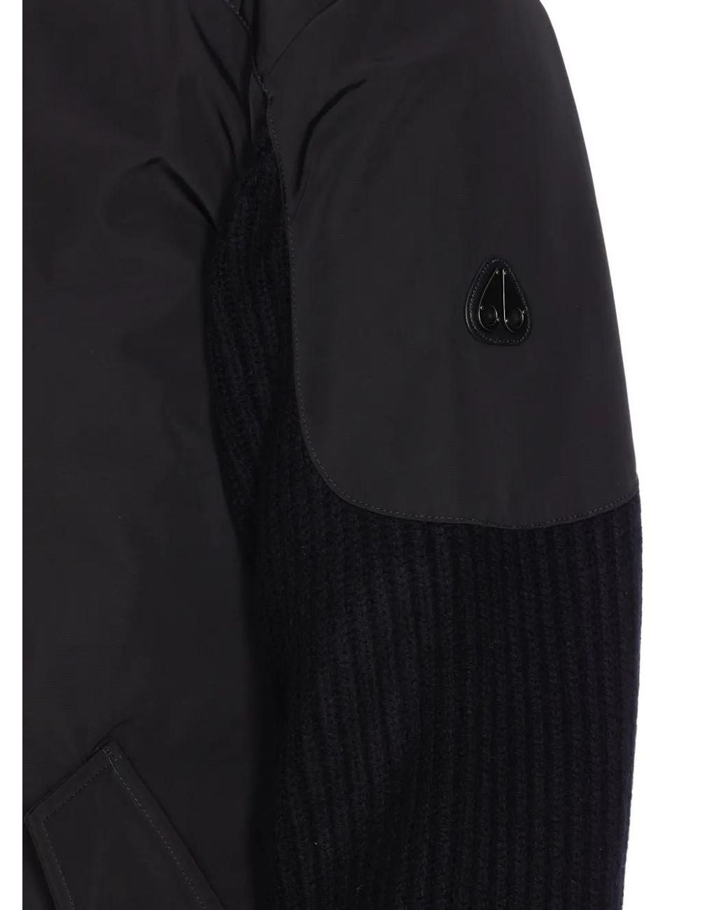 Moose Knuckles Black Contrast-Panel Bomber Jacket for men