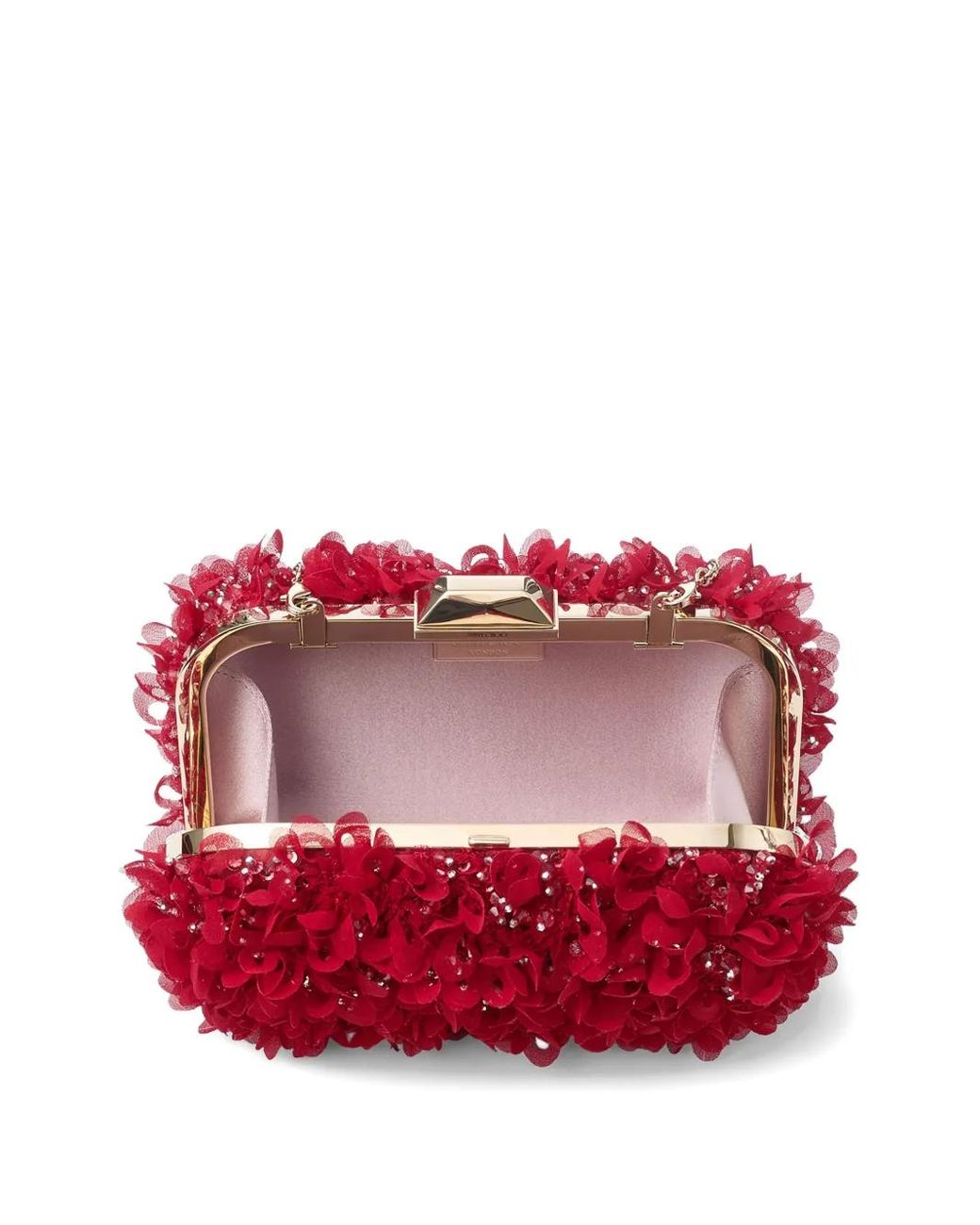 Jimmy Choo Cloud Petal-Embroidered Satin Clutch Bag