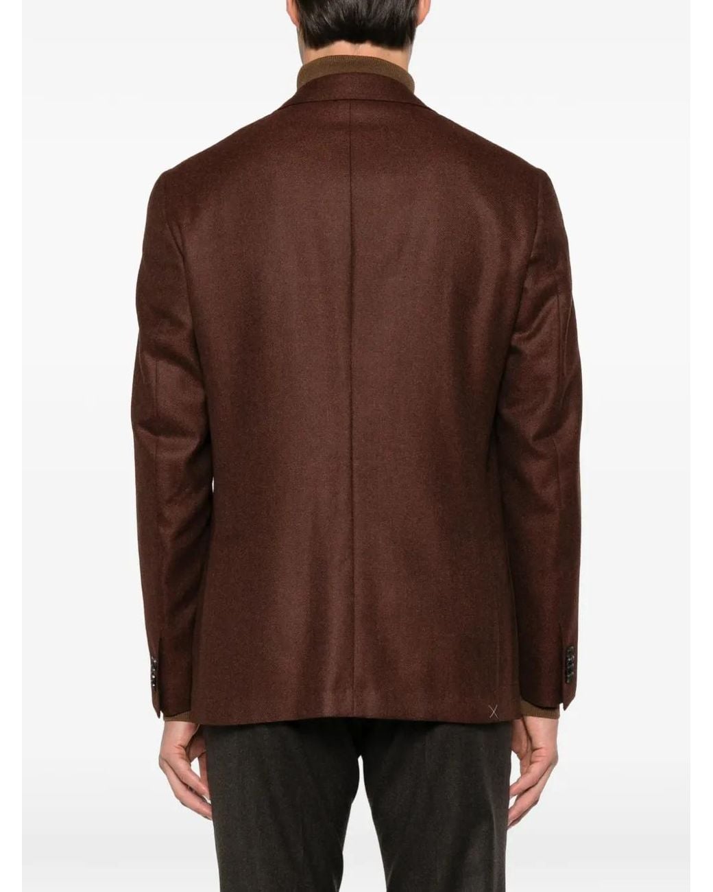 Corneliani Brown Single-Breasted Notched-Lapels Blazer for men