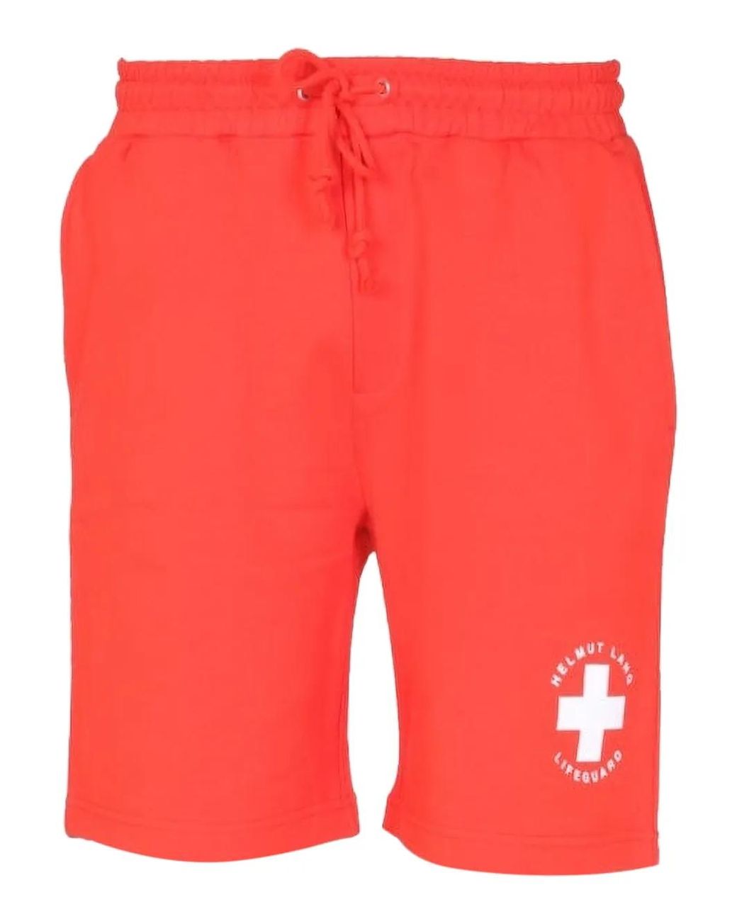 Helmut Lang Red Drawstring Graphic Shorts for men