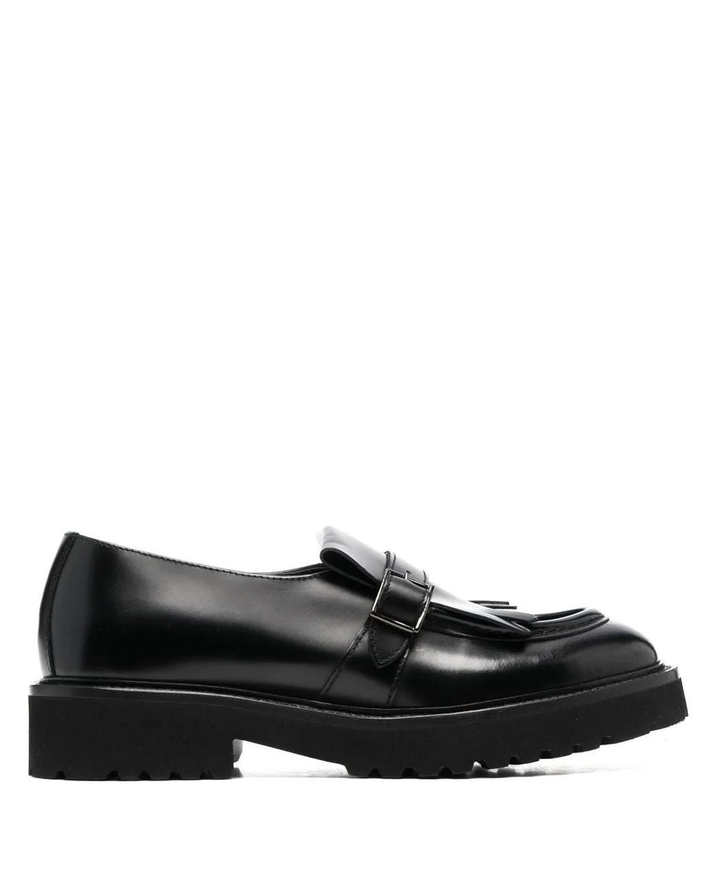 Doucal's Black Fringed Leather Loafers
