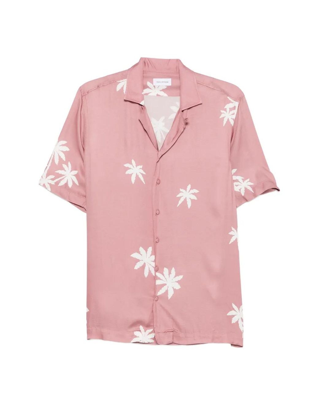 Tagliatore Pink Hawaii Palm-Print Short-Sleeve Shirt for men