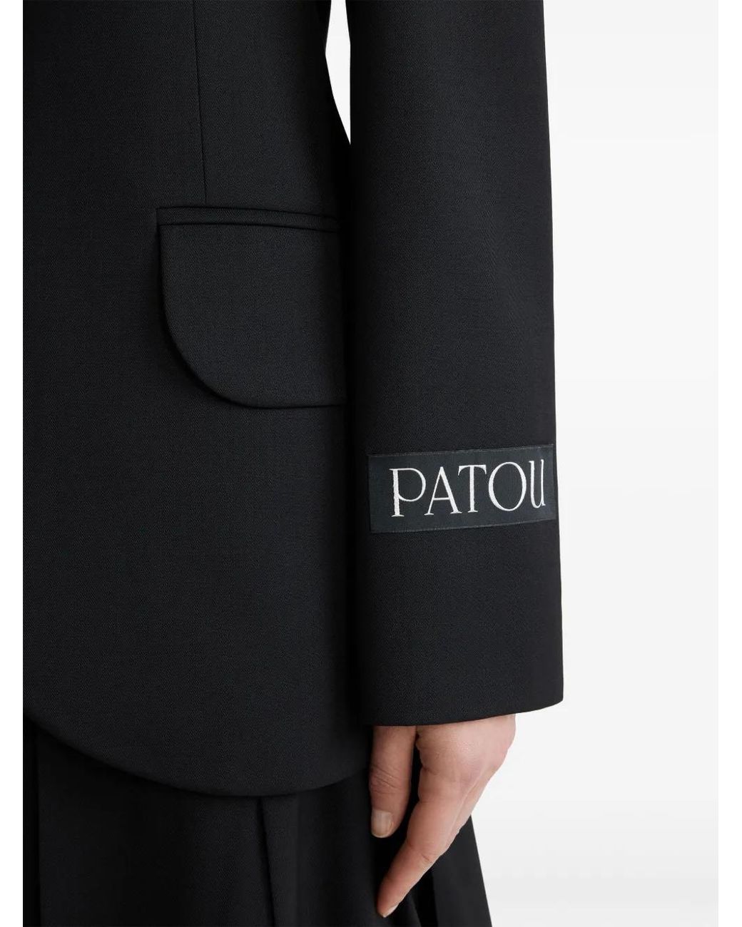 Patou Black Logo-Patch Belted Blazer