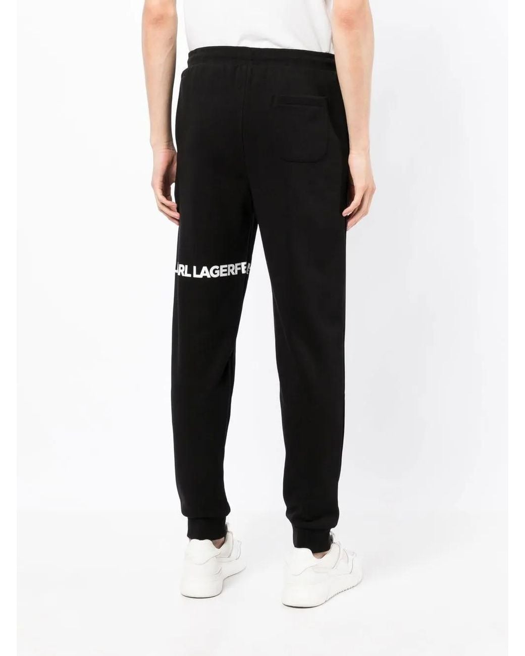 Karl Lagerfeld Black Logo-Print Track Pants for men