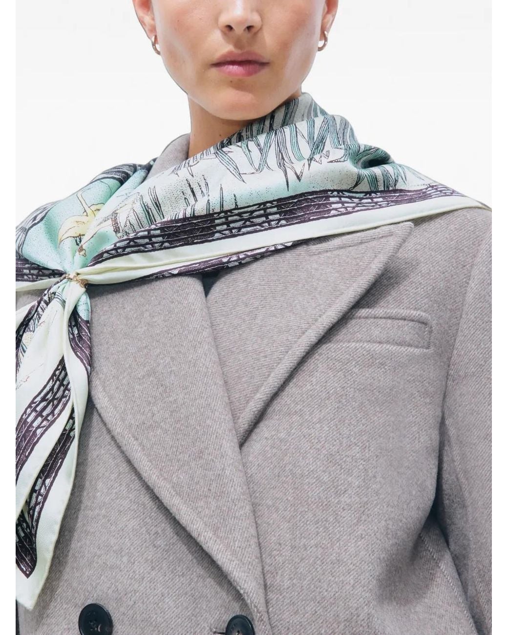 Tory Burch Gray Forest Silk Square Scarf