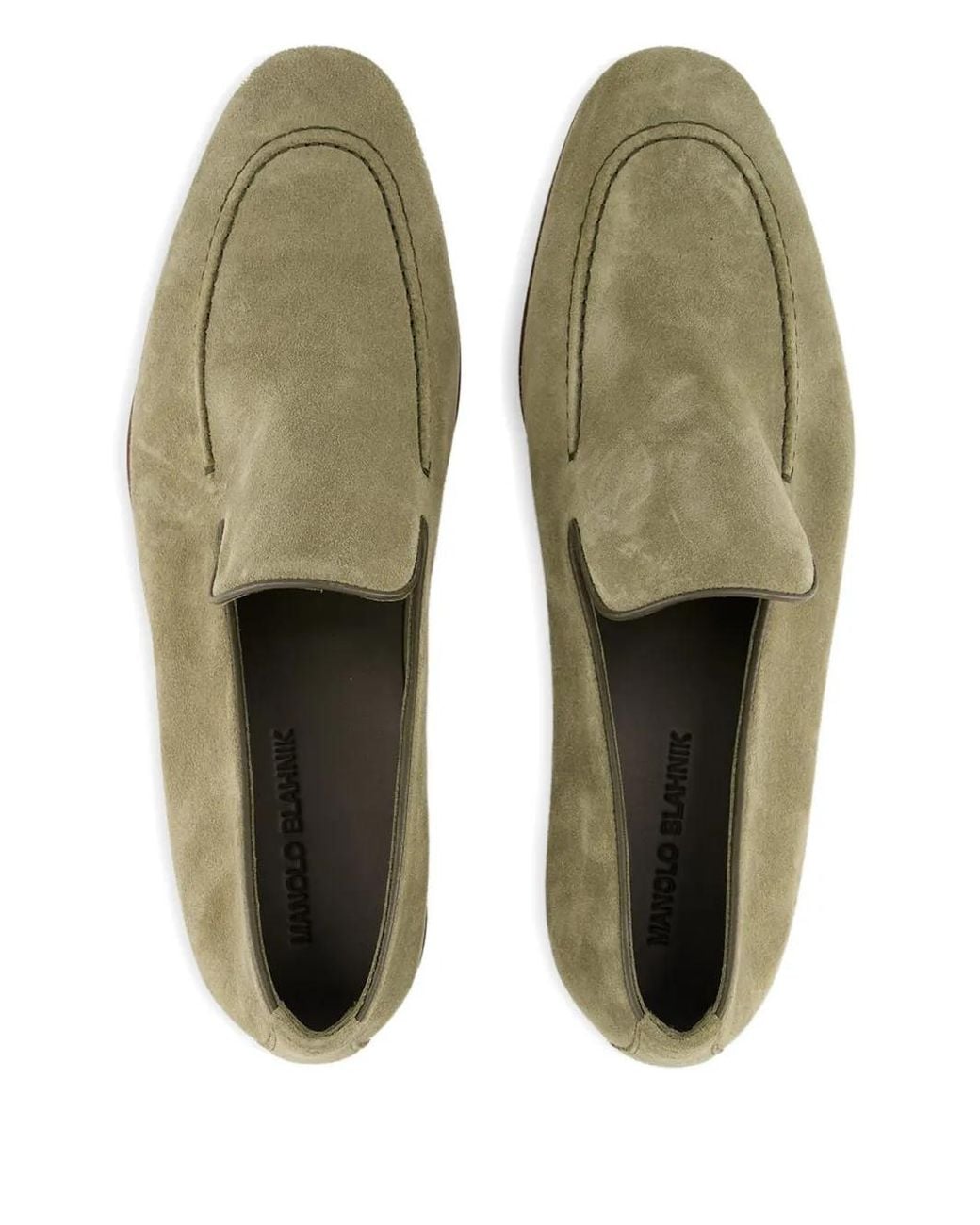 Manolo Blahnik Green Suede Loafers for men