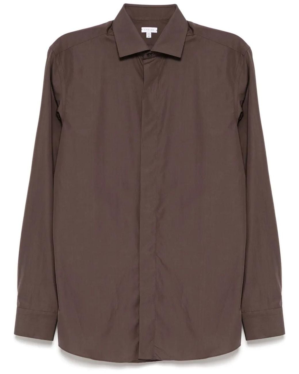 Caruso Brown Cotton Shirt for men