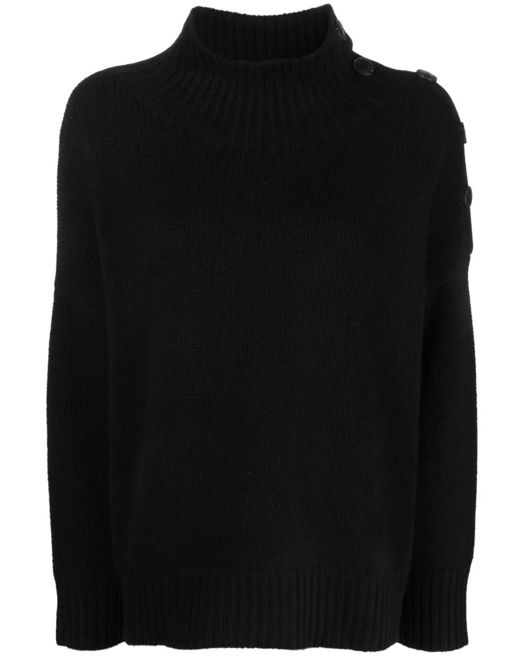 Yves Salomon Black Button-Detail Knitted Jumper