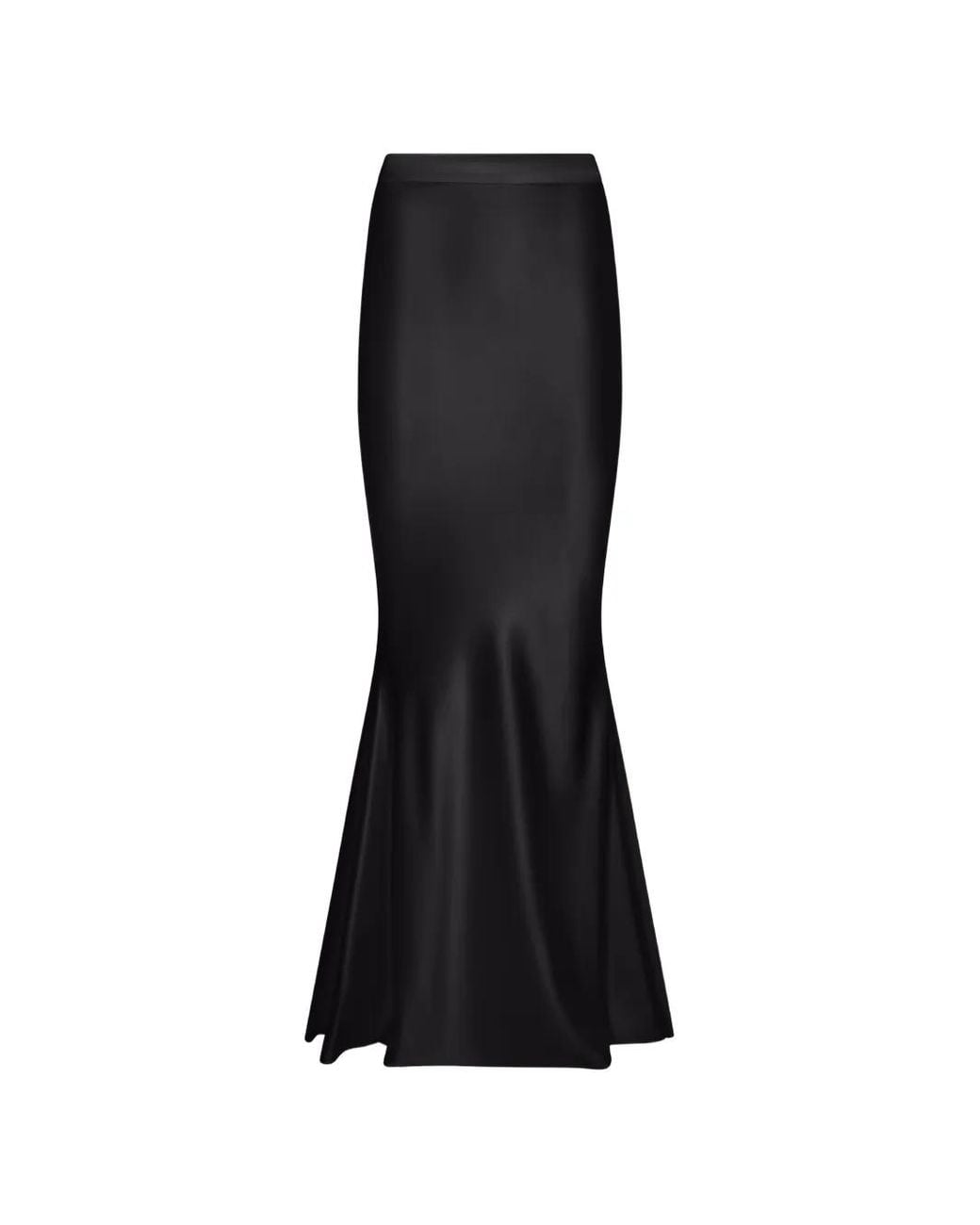 ALEXIA & ANTONIA Black Bias-Cut Silk Maxi Skirt