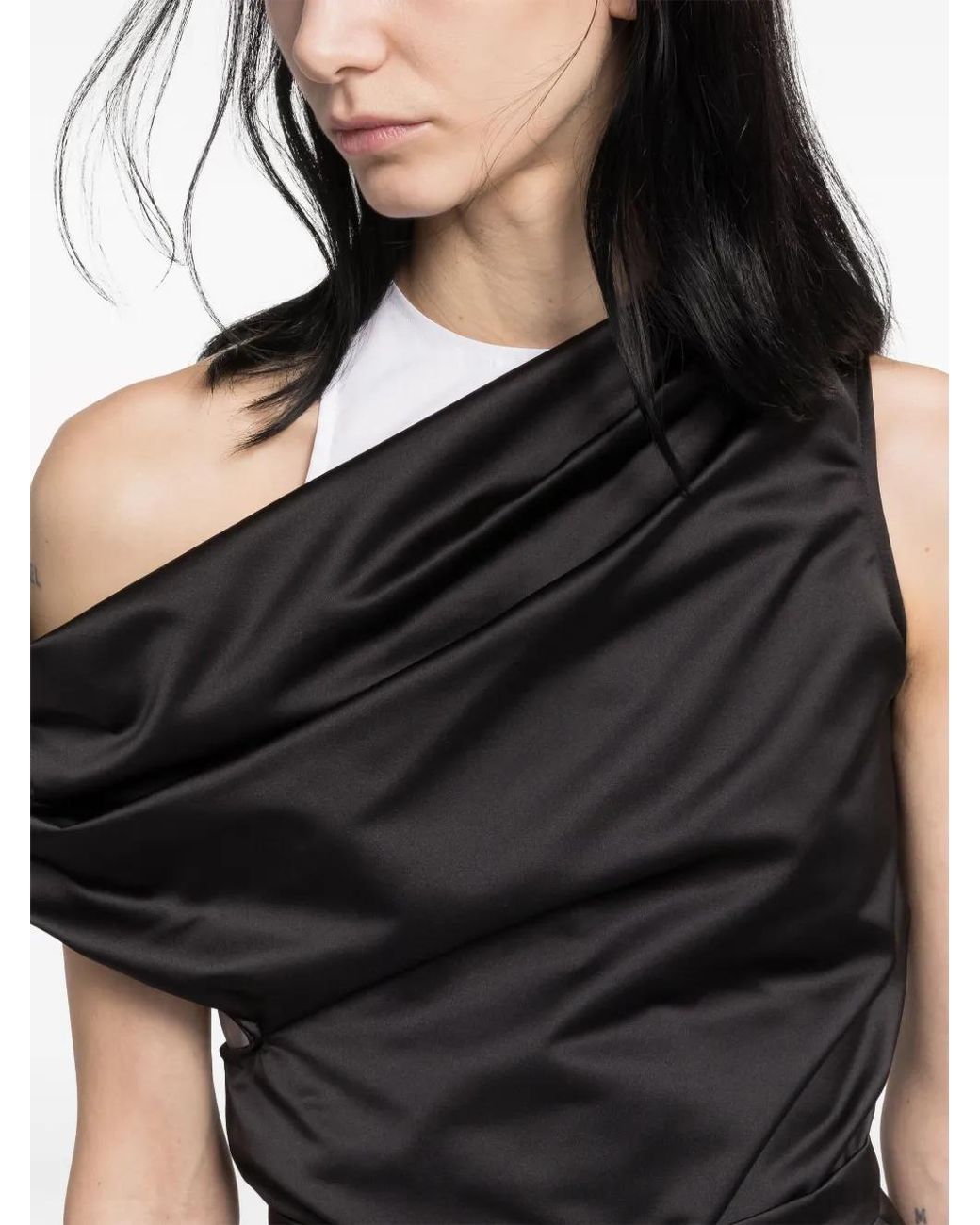 AZ FACTORY Black Hyacinth Draped Cropped Top