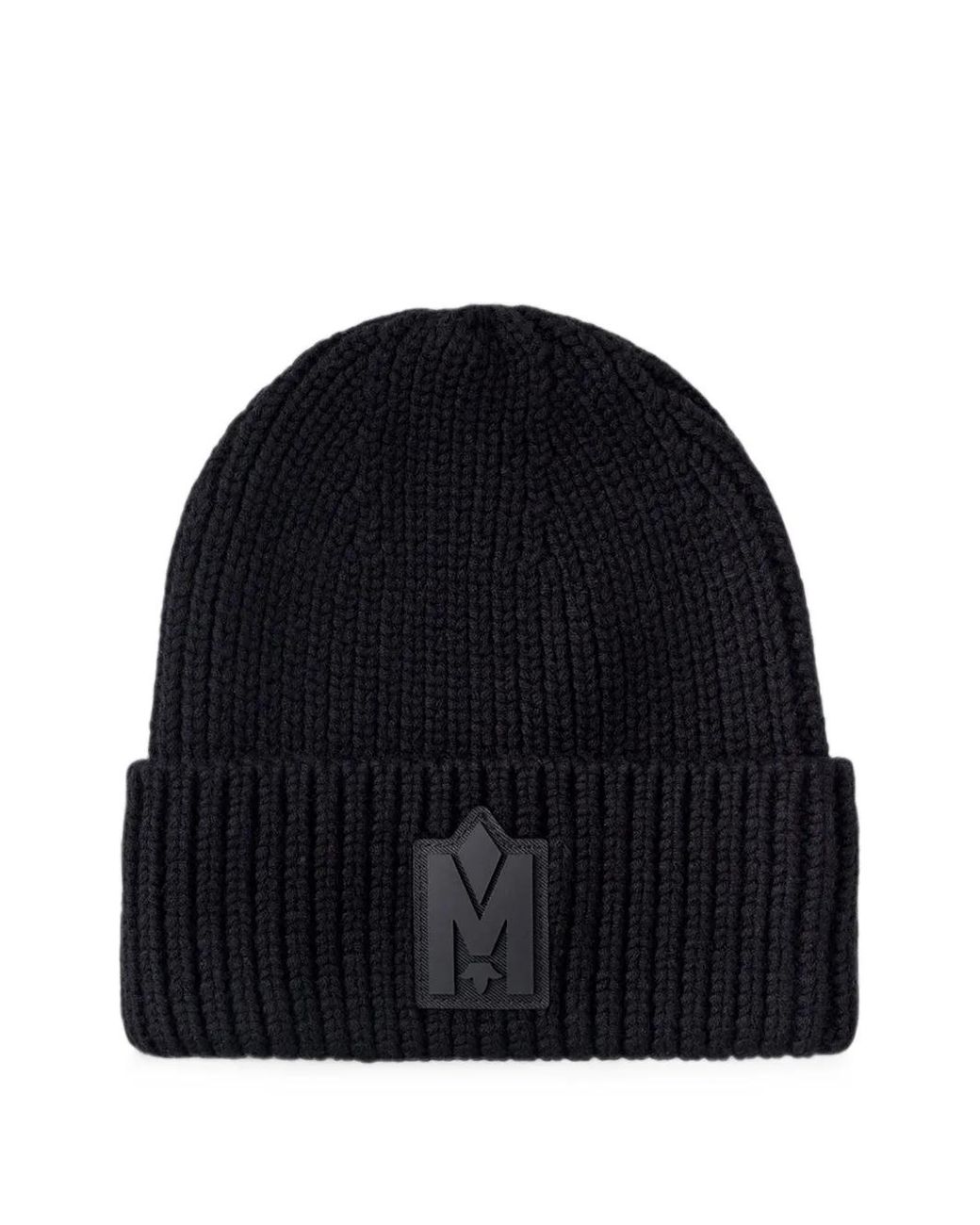 Mackage Black Jude-Mz Logo-Patch Beanie Hat