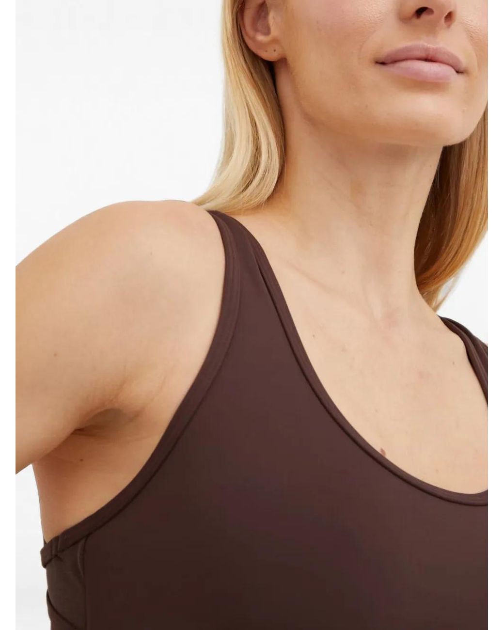 P.E Nation Brown Rudimental Scoop-Neck Racerback Sports Bra