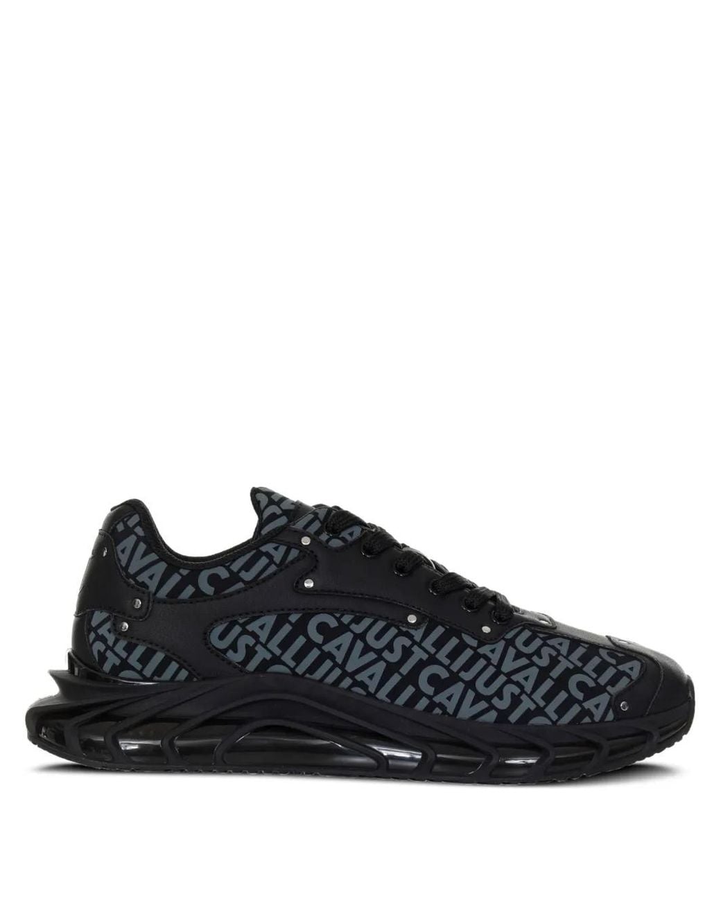 Just Cavalli Black Logo-Print Sneakers for men