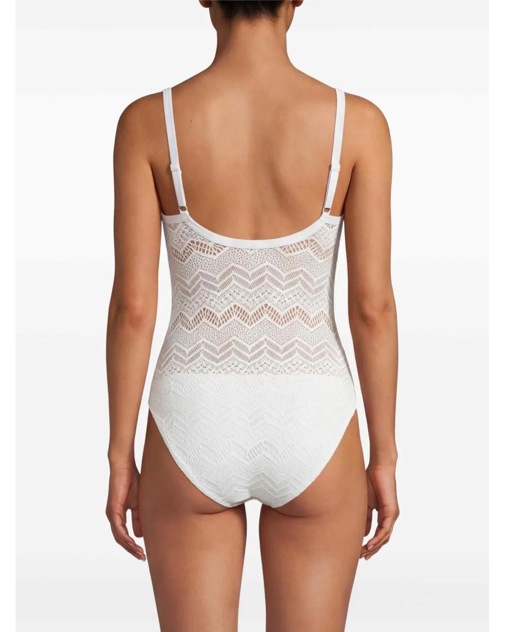 Vilebrequin White Zigzag-Pattern Swimsuit