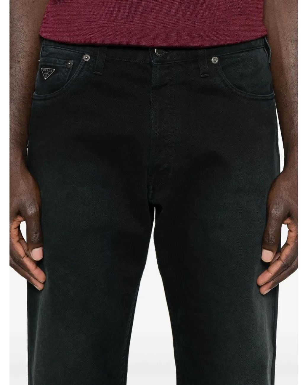 Prada Black Straight Leg Tapered Jeans Clothing for men