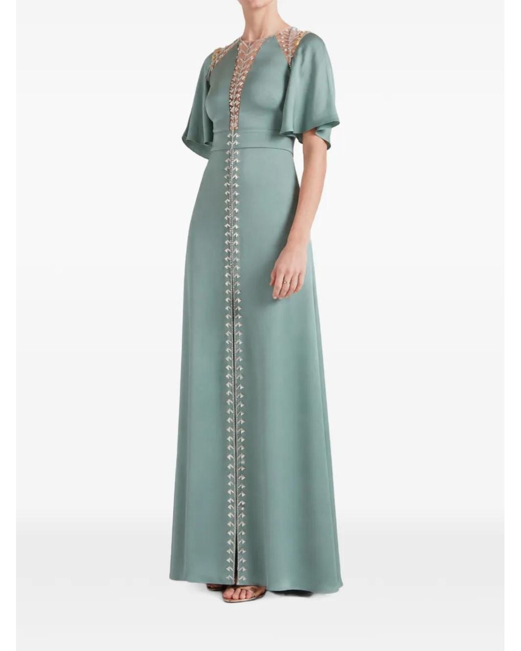 Temperley London Green Robe Longue Wildlife