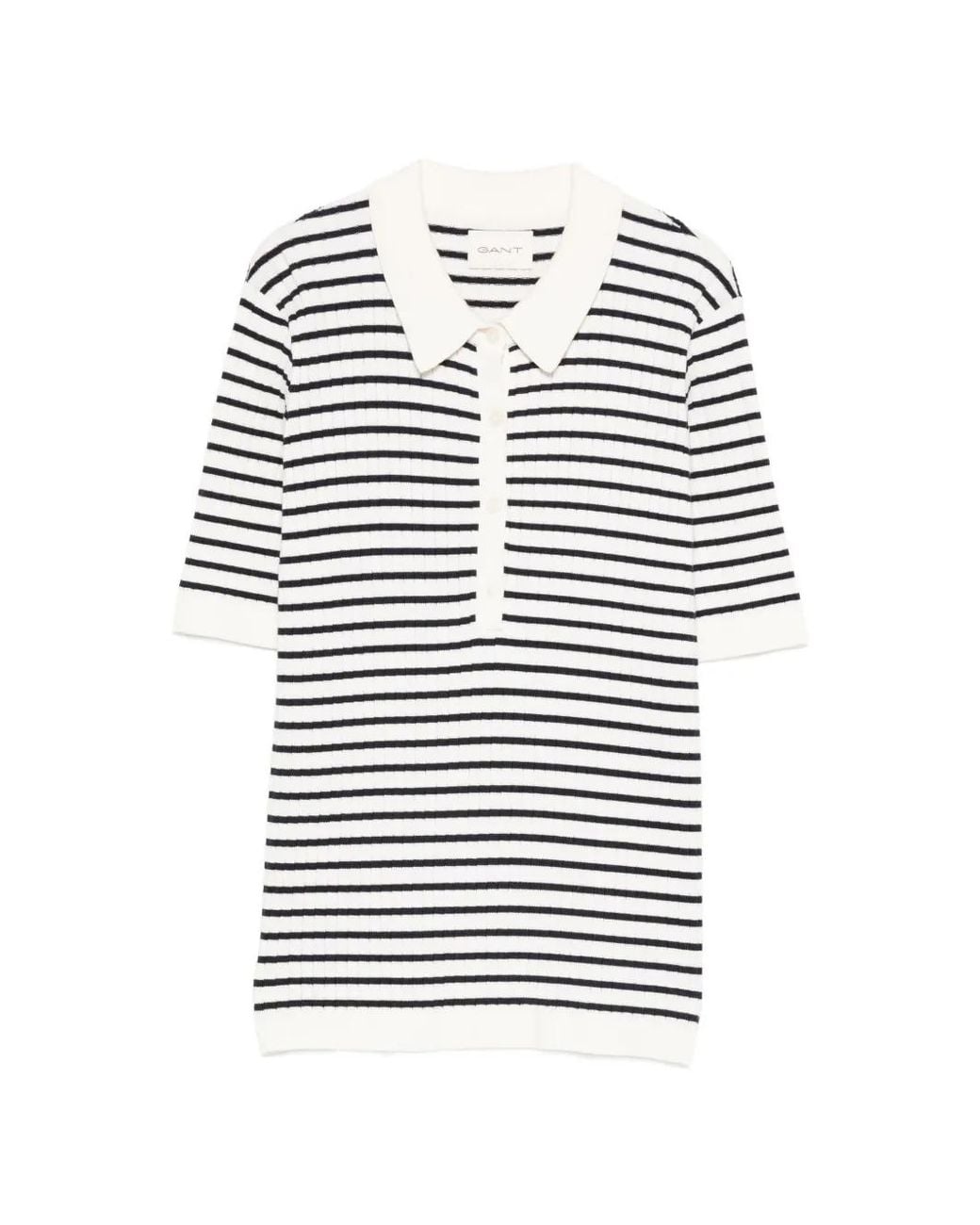 Gant White Striped Polo Shirt