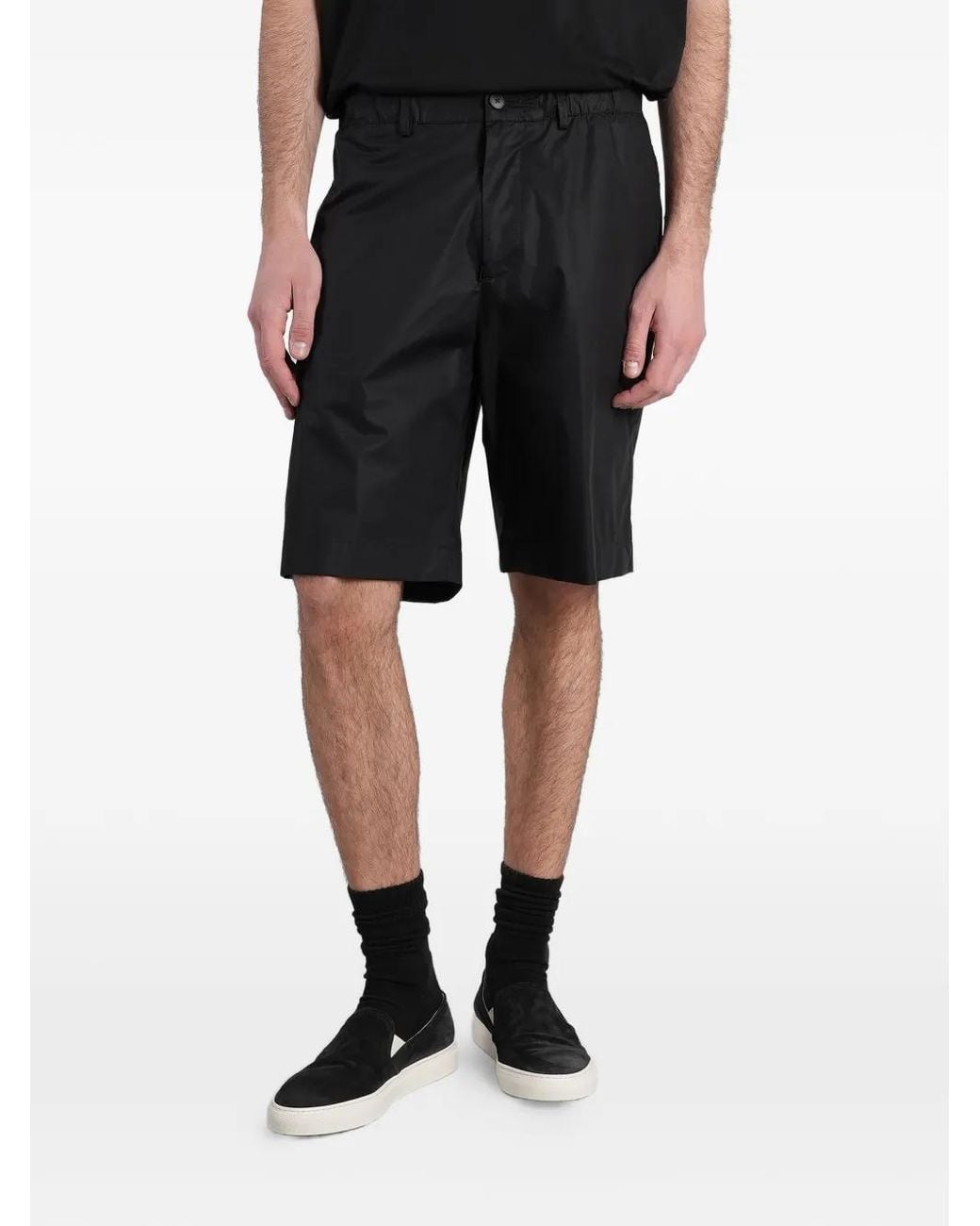 Low Brand Black Elasticated-Waistband Shorts for men
