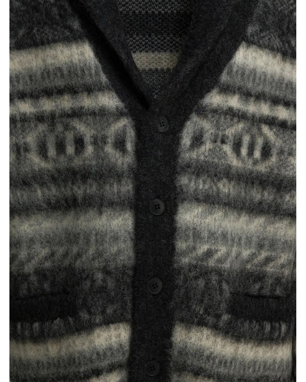 Beams Plus Black V-Neck Cardigan for men