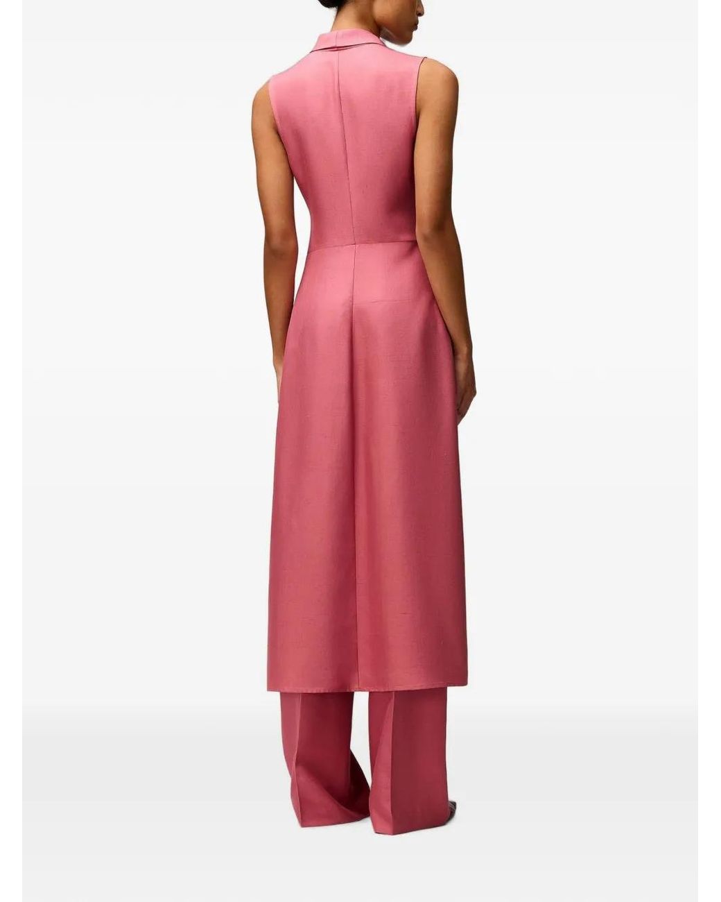 RETORI Red Silk Wrap Midi Dress