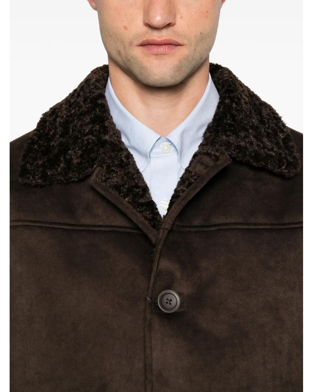 Herno Brown Faux-Suede Coat for men