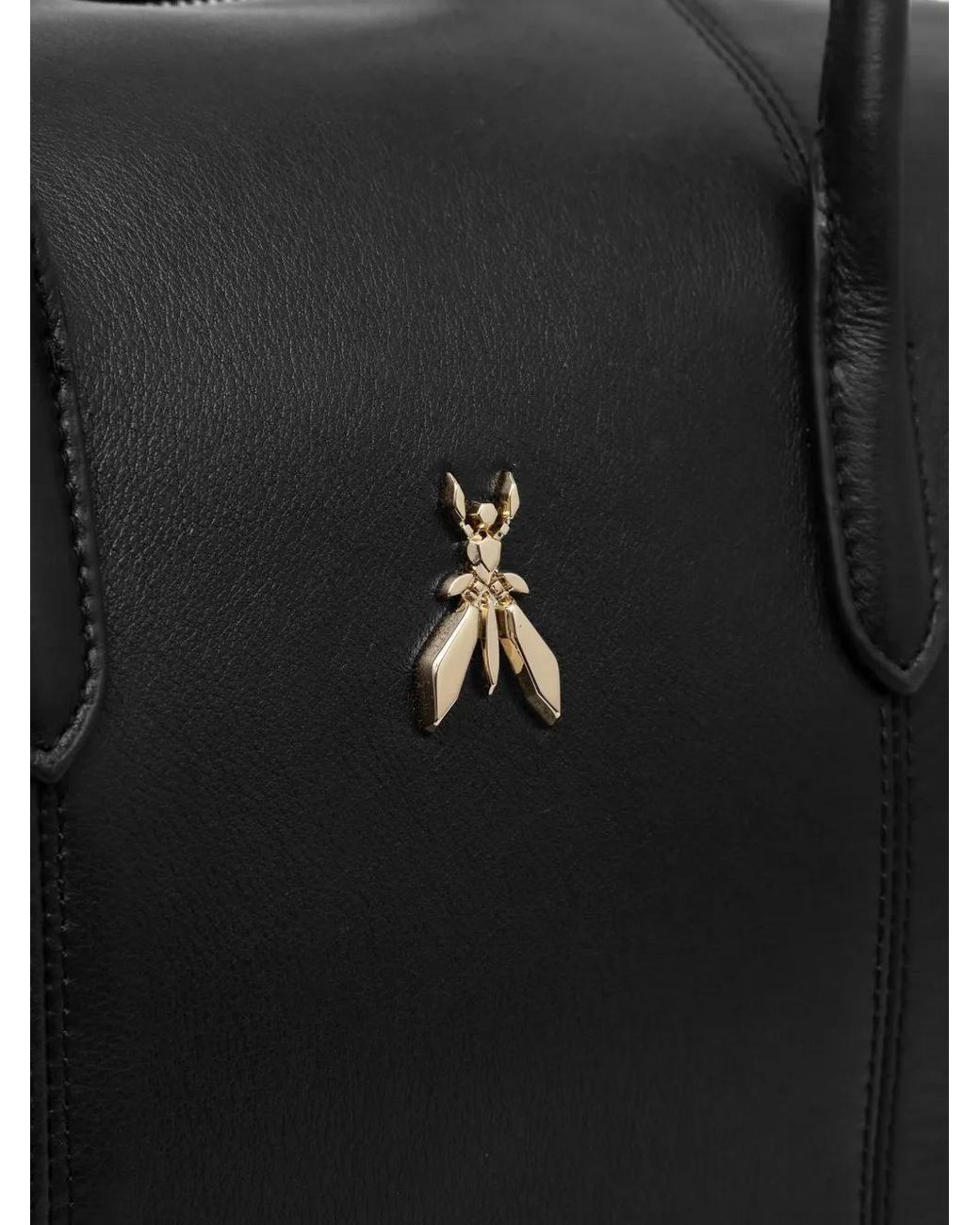 Patrizia Pepe Black Logo-Plaque Leather Tote Bag
