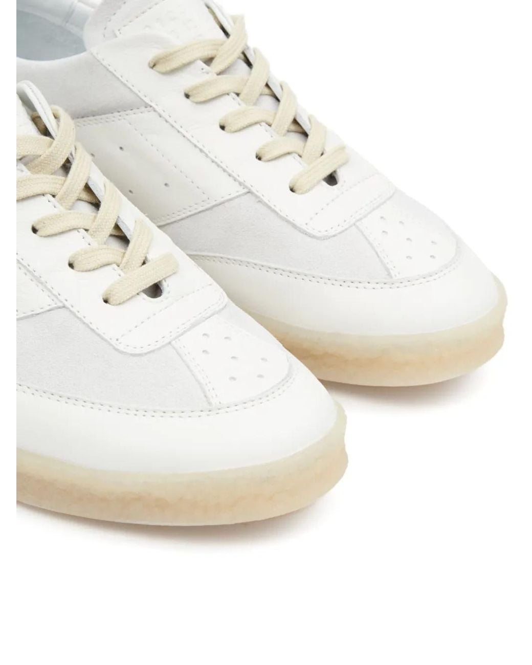 MM6 by Maison Margiela White Classic Sneakers With Branded Detailing