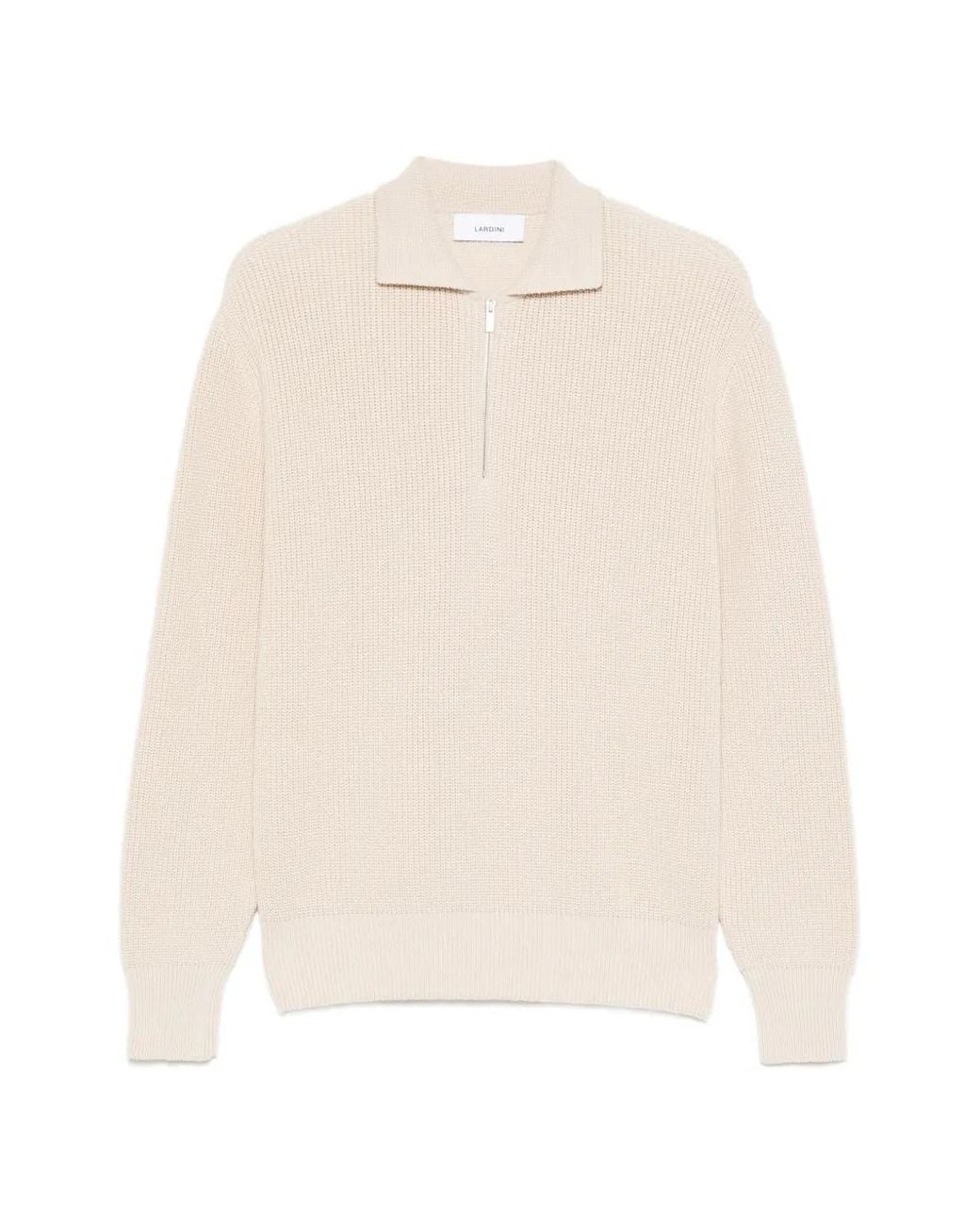 Lardini White Half-Zip Polo Sweater for men