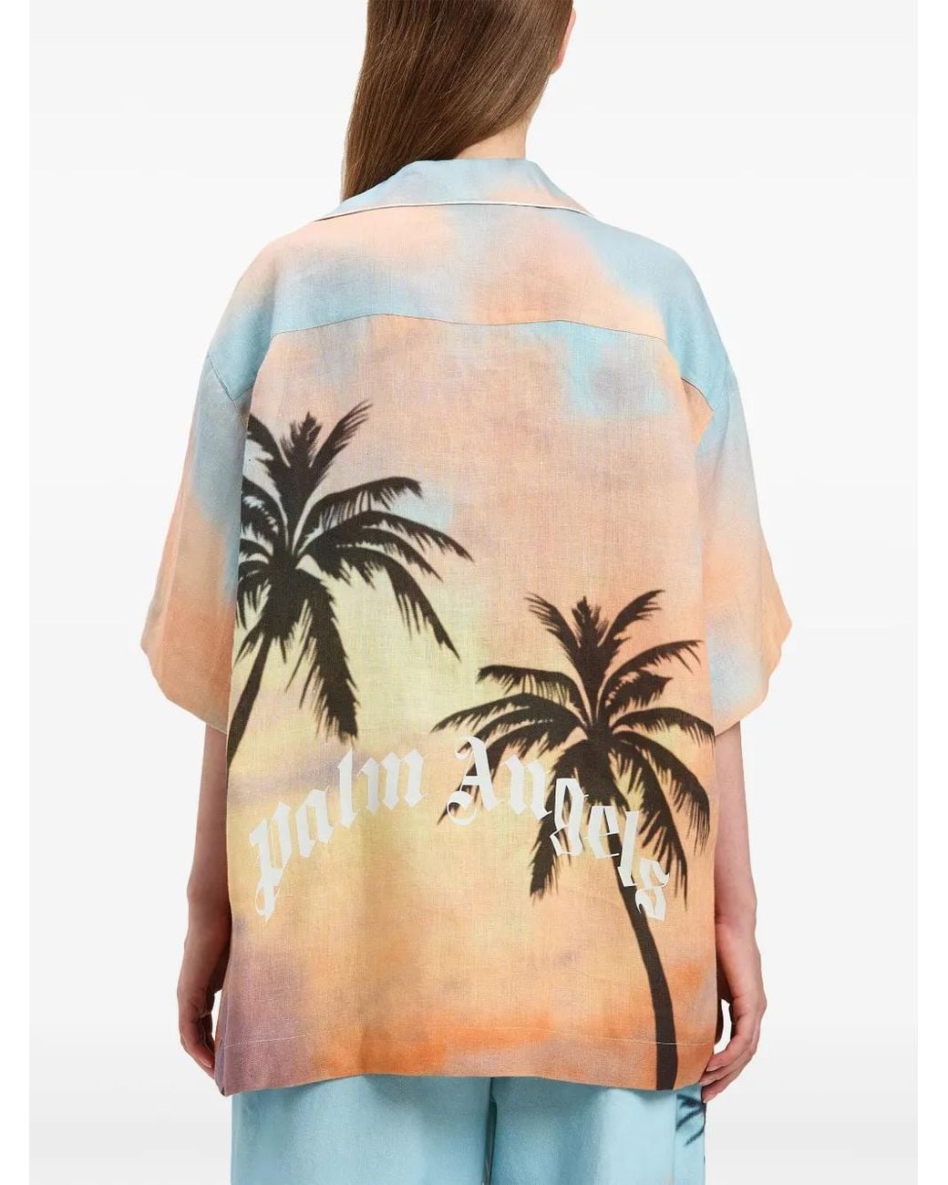 Palm Angels Pink Sunrise Bowling Shirt