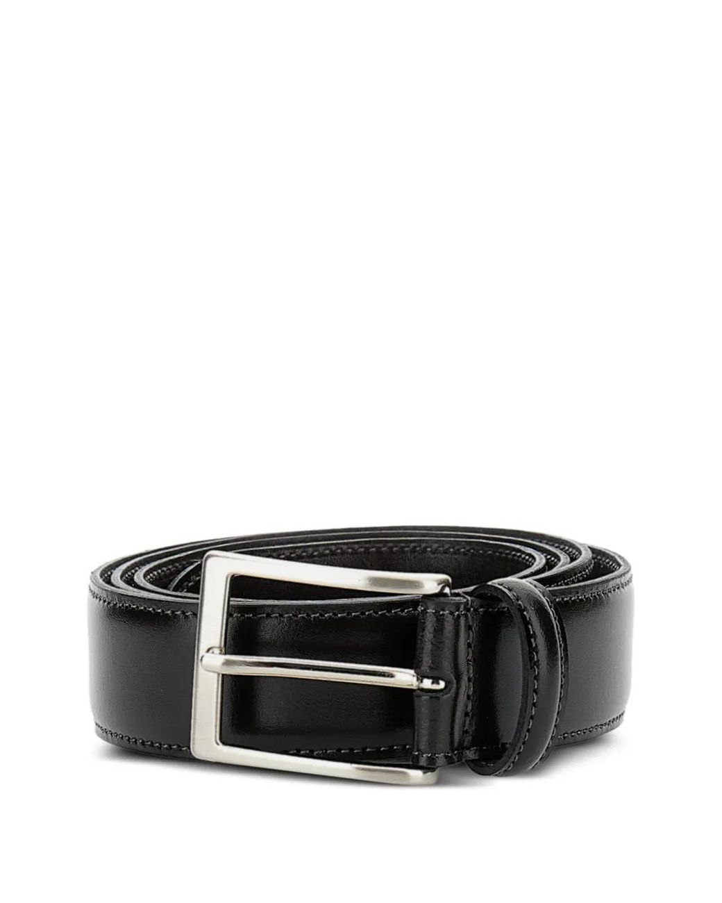 Alberto Luti Black Square-Buckle Belt for men