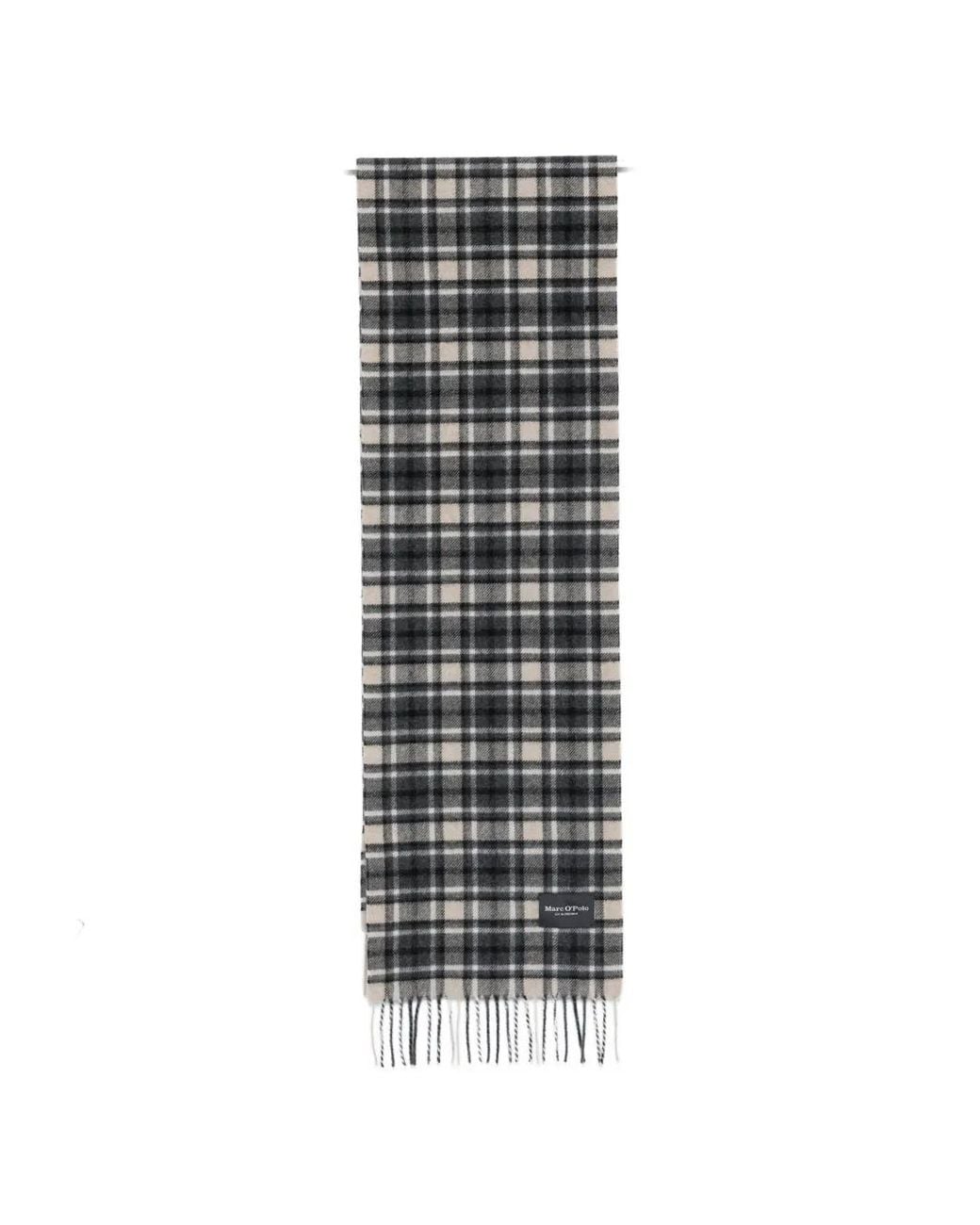 Marc O' Polo Check-Pattern Fringed Scarf in White for Men | Lyst
