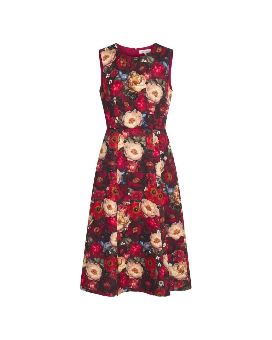 Adam Lippes Red Eloise Floral-Print Midi Dress