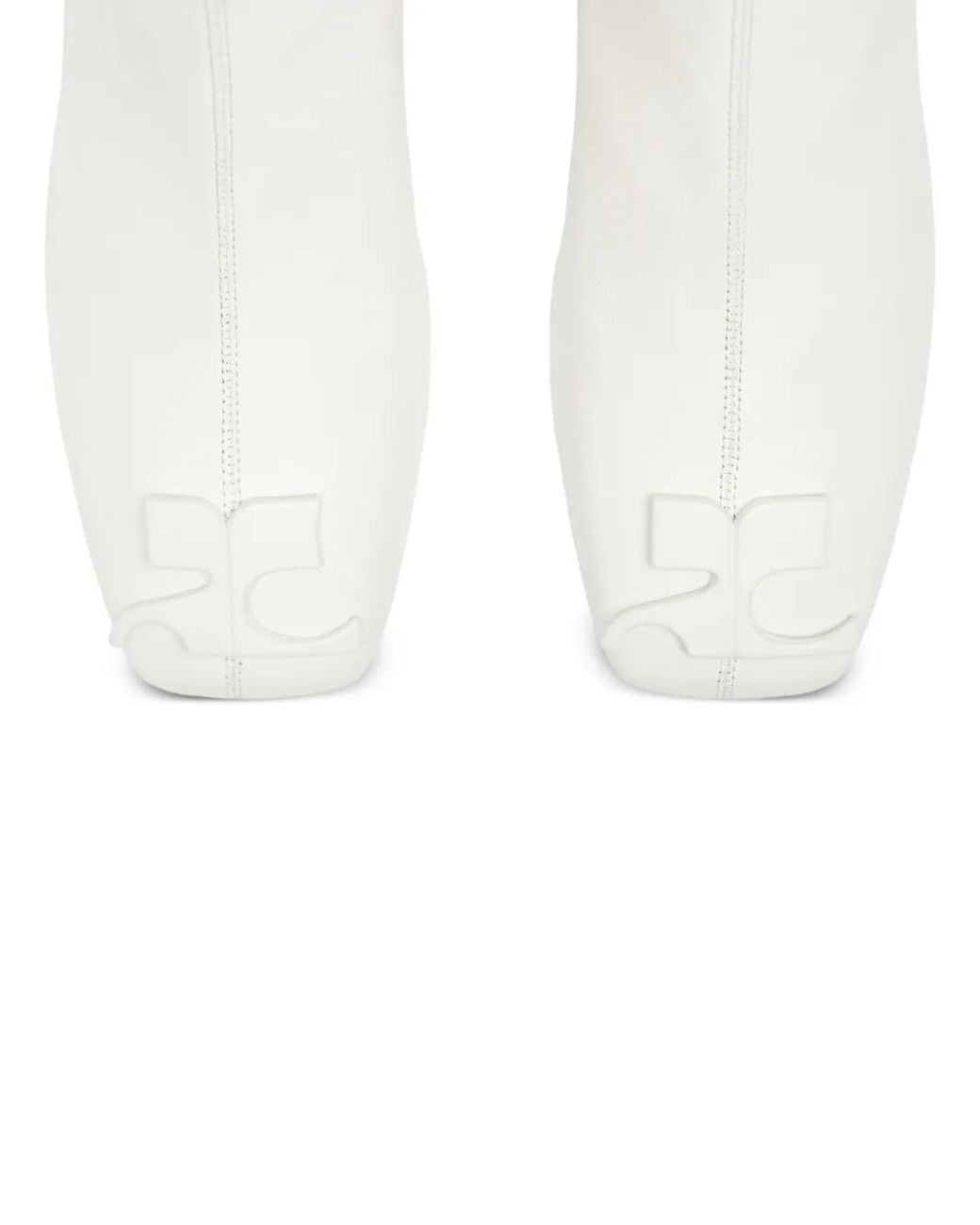 Courreges White Ankle Boots With 70Mm Block Heel