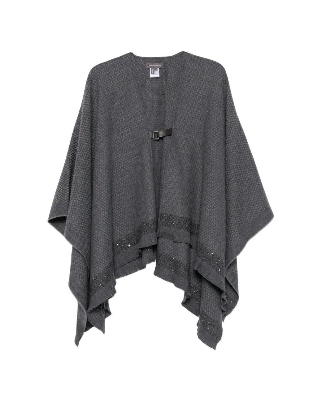 Lorena Antoniazzi Gray Sequin-Embellished Fringed Poncho