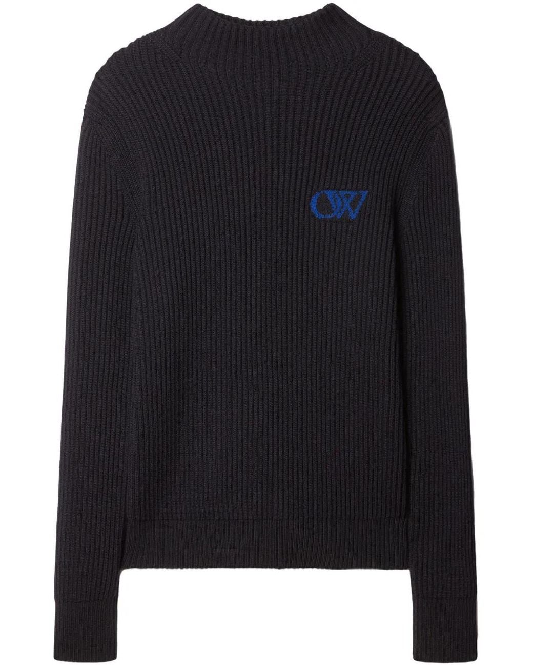 Off-White c/o Virgil Abloh Black Logo-Embroidered Rib-Knit Jumper for men