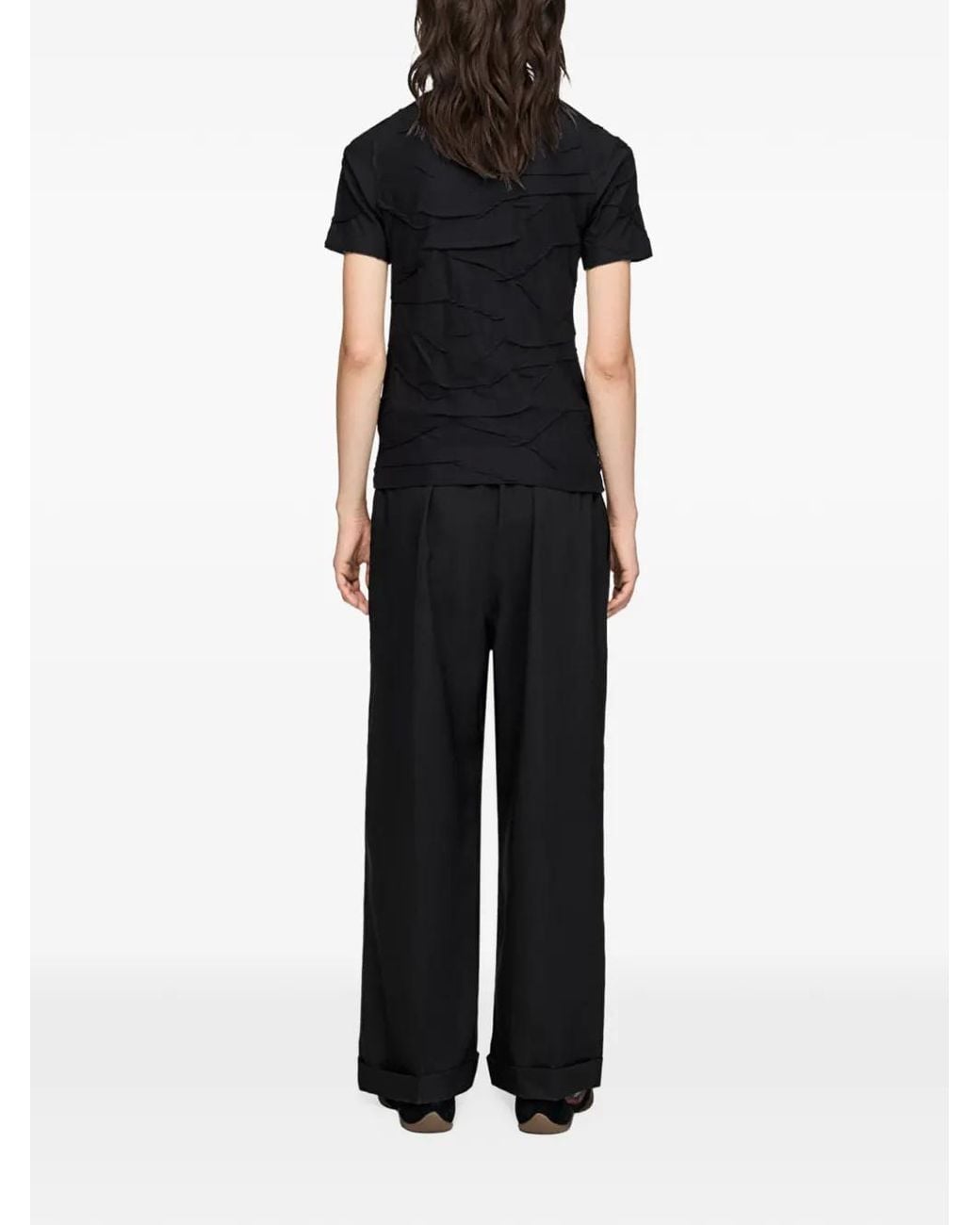 Y-3 Black Pleated Short-Sleeve T-Shirt