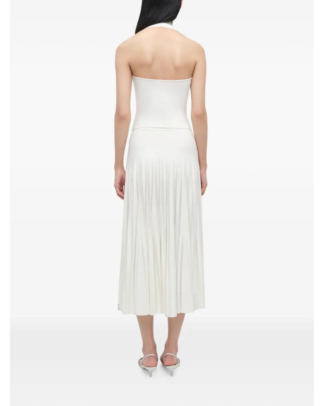 Jonathan Simkhai White Margoux Pleated Knit Midi Skirt