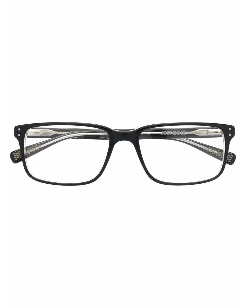 Nike Brown Rectangle-Frame Logo-Print Glasses