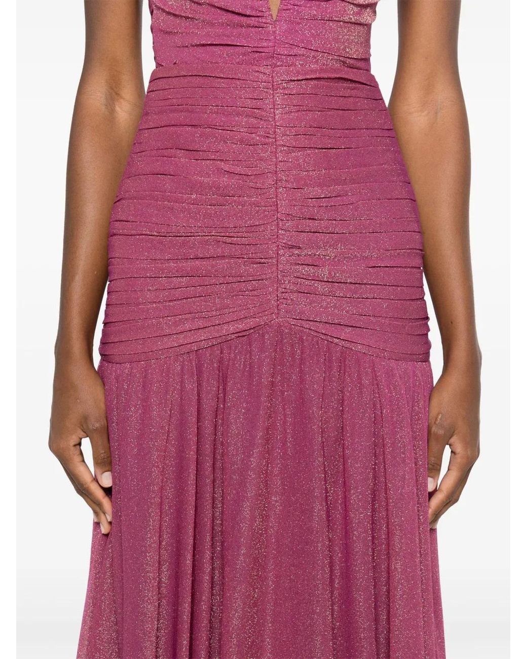 PATBO Purple Metallic Plunge Maxi Dress