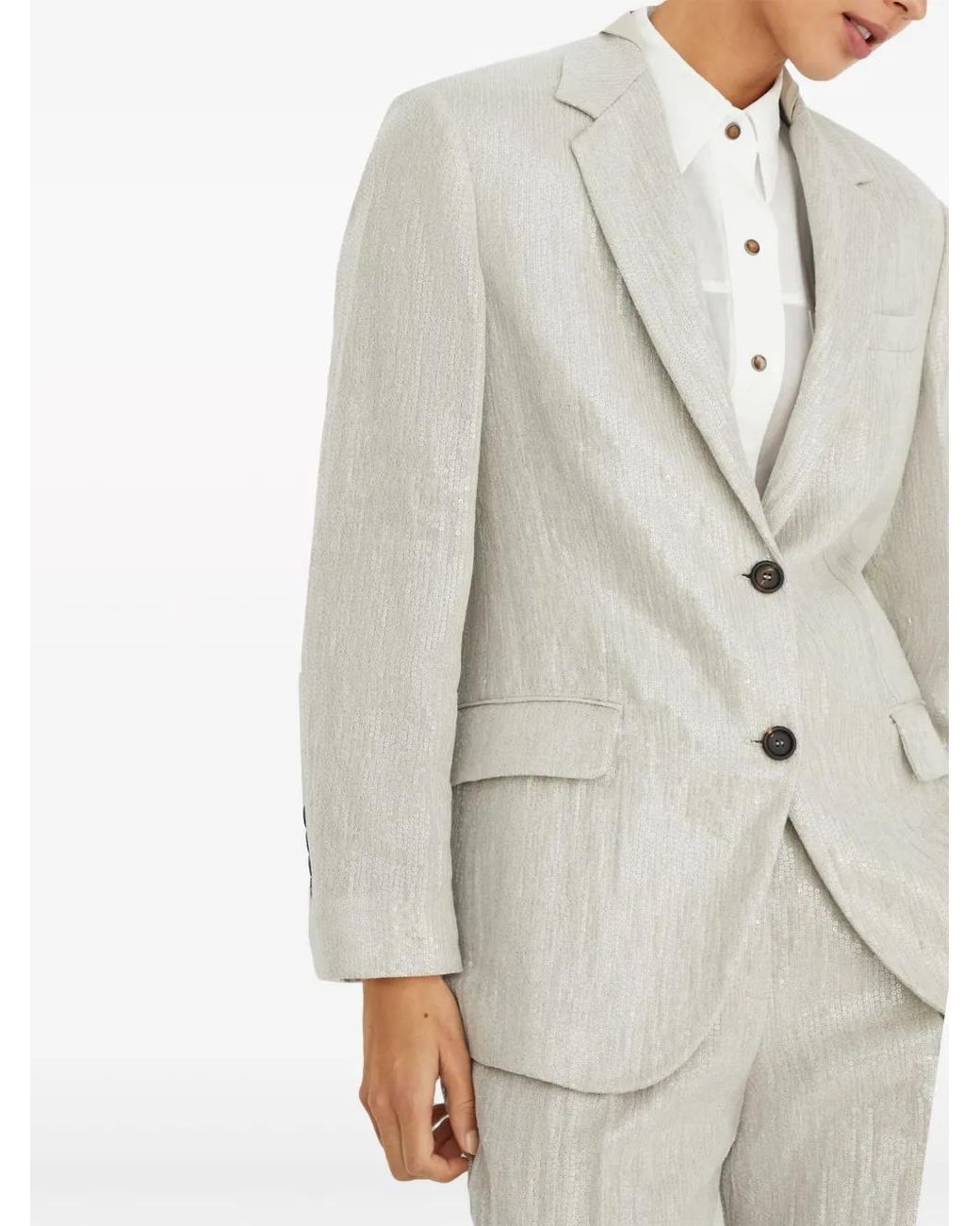 Brunello Cucinelli White Wide-Leg Suit