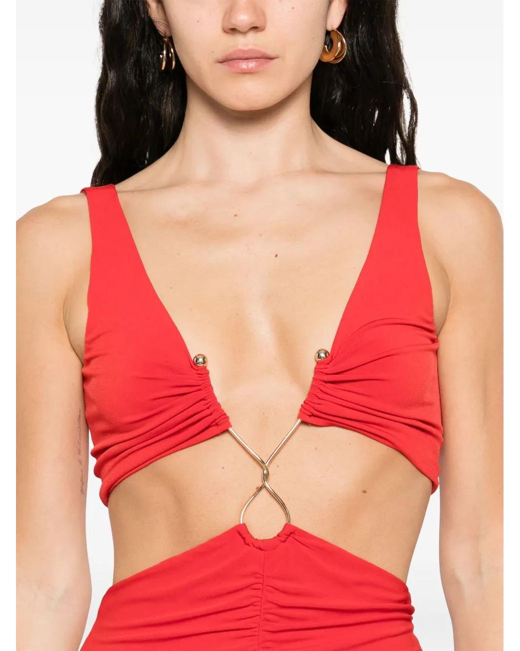 Nissa Red Cut-Out Maxi Dress